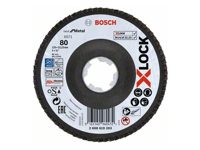 Круг лепестковый 125х22.23 мм G80 BEST FOR METAL X-LOCK BOSCH Круг лепестковый 125х22.23 мм G80 BEST FOR METAL X-LOCK BOSCH