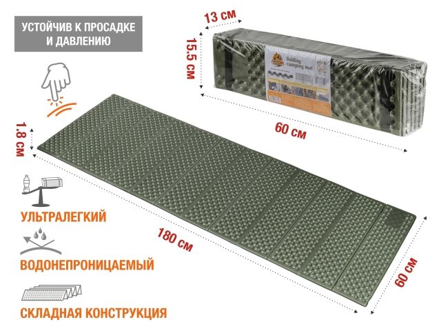 Коврик туристический складной, ARIZONE (длина: 180 см, ширина: 60 см, толщина: 1,8 см) Коврик туристический складной, ARIZONE (длина: 180 см, ширина: 60 см, толщина: 1,8 см)