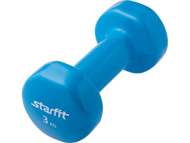 Гантель виниловая STARFIT DB-101 3 кг, синяя (1 шт.) 1/6 Гантель виниловая STARFIT DB-101 3 кг, синяя (1 шт.) 1/6