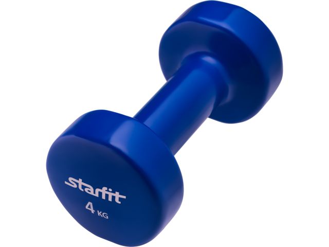 Гантель виниловая STARFIT DB-101 4 кг, темно-синяя (1 шт.) 1/4 Гантель виниловая STARFIT DB-101 4 кг, темно-синяя (1 шт.) 1/4
