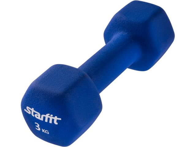 Гантель неопреновая STARFIT DB-201 3 кг, синий (1 шт.) 1/6 Гантель неопреновая STARFIT DB-201 3 кг, синий (1 шт.) 1/6