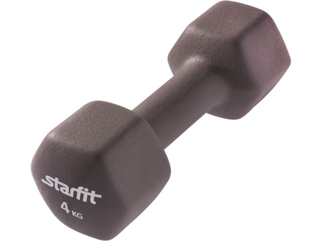 Гантель неопреновая STARFIT DB-201 4 кг, холодный серый (1 шт.) 1/4 Гантель неопреновая STARFIT DB-201 4 кг, холодный серый (1 шт.) 1/4