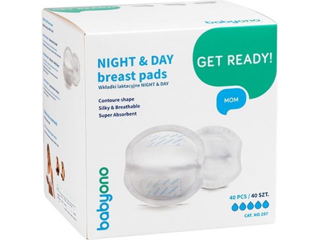 Вкладыши для бюстгальтера впитывающие Night&Day 40 шт. BabyOno Вкладыши для бюстгальтера впитывающие Night&Day 40 шт. BabyOno