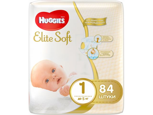 Подгузники детск. однораз. Elite Soft 1 (до 5 кг) 84 шт. Huggies Подгузники детск. однораз. Elite Soft 1 (до 5 кг) 84 шт. Huggies