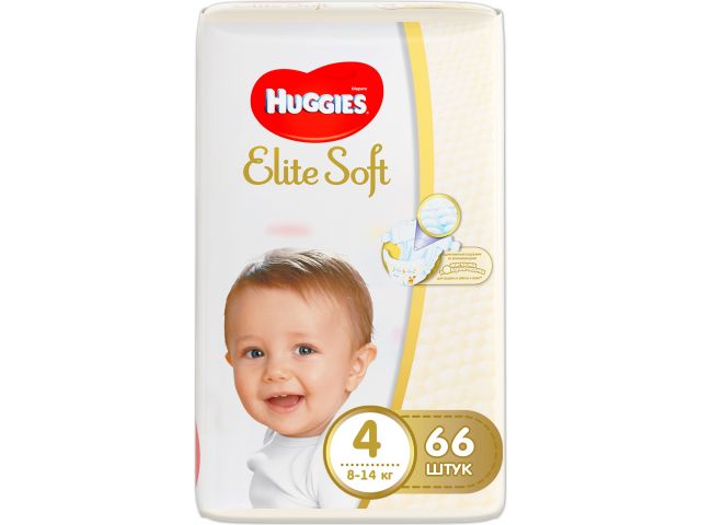 Подгузники детск. однораз. Elite Soft 4 (8-14 кг) 66 шт. Huggies Подгузники детск. однораз. Elite Soft 4 (8-14 кг) 66 шт. Huggies