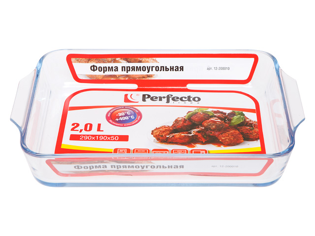 Форма из жаропрочного стекла, 2.0 л, прямоугольная, 302x196x58 мм, PERFECTO LINEA Форма из жаропрочного стекла, 2.0 л, прямоугольная, 302x196x58 мм, PERFECTO LINEA