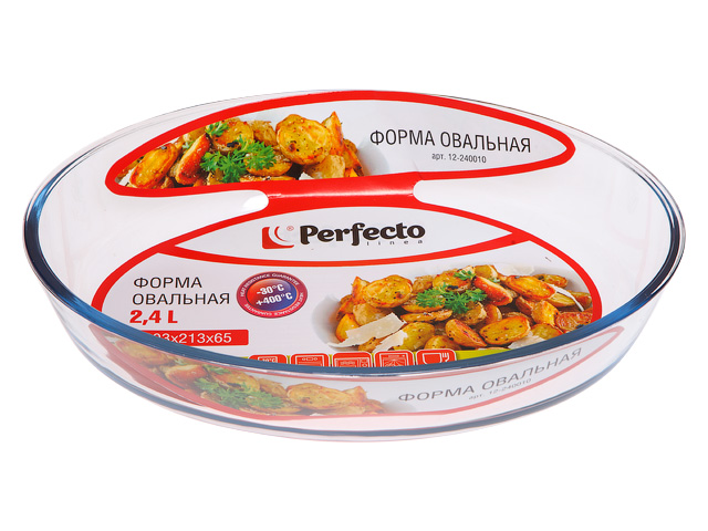 Форма из жаропрочного стекла, 2.4 л, овальная, 298x214x63 мм, PERFECTO LINEA Форма из жаропрочного стекла, 2.4 л, овальная, 298x214x63 мм, PERFECTO LINEA