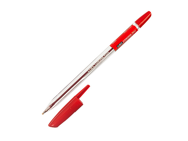 Ручка шарик. CORONA PLUS 0,7 мм красн.прозр. корп. (LINC)
