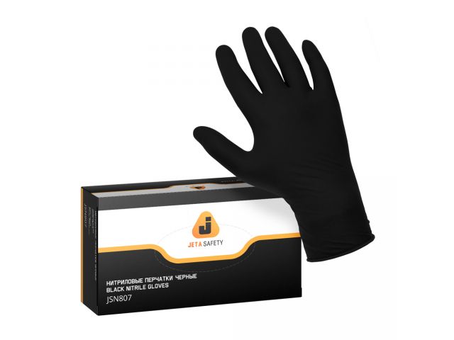 Перчатки нитриловые ультрапрочные, р-р 8/M черные, (уп. 100 шт.), Jeta Safety Перчатки нитриловые ультрапрочные, р-р 8/M черные, (уп. 100 шт.), Jeta Safety