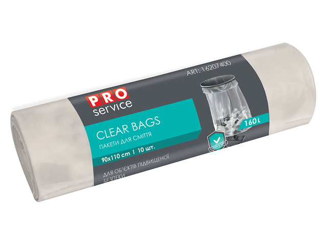 Пакеты для мусора CLEAR BAGS, 160 л, 10 шт., прозрачные, PROservice (Размер единицы: 90х110 см.Толщина: 24 мкм.) Пакеты для мусора CLEAR BAGS, 160 л, 10 шт., прозрачные, PROservice (Размер единицы: 90х110 см.Толщина: 24 мкм.)