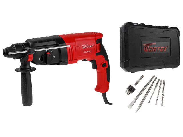 Перфоратор WORTEX RH 2629-1 в чем. + (2 зубила, 3 сверла) (800 Вт, 3.0 Дж, 3 реж., патрон SDS-plus, ключевой в комплекте, вес 3.05 кг) Перфоратор WORTEX RH 2629-1 в чем. + (2 зубила, 3 сверла) (800 Вт, 3.0 Дж, 3 реж., патрон SDS-plus, ключевой в комплекте, вес 3.05 кг)