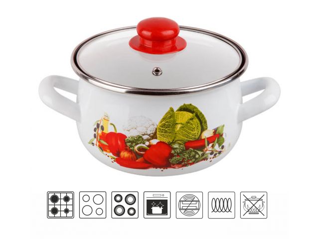 Кастрюля стальная эмалированная, 3.8 л, серия Урожай, PERFECTO LINEA (подходит для всех типов плит, включая индукцию) Кастрюля стальная эмалированная, 3.8 л, серия Урожай, PERFECTO LINEA (подходит для всех типов плит, включая индукцию)