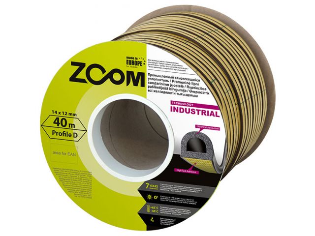 Уплотнитель гаражный "D" 14ммх12мм белый сдвоенный профиль (2х20м) ZOOM INDUSTRIAL Уплотнитель гаражный "D" 14ммх12мм белый сдвоенный профиль (2х20м) ZOOM INDUSTRIAL