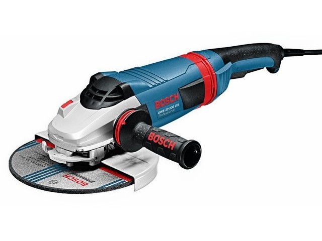 Двуручная углошлифмашина BOSCH GWS 22-230 LVI в кор. (2200 Вт, диск 230х22 мм, вибро, плавный пуск, без регул. об.) Двуручная углошлифмашина BOSCH GWS 22-230 LVI в кор. (2200 Вт, диск 230х22 мм, вибро, плавный пуск, без регул. об.)