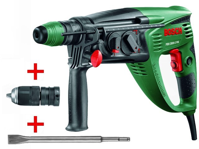 Перфоратор BOSCH PBH 3000-2 FRE в чем. + аксессуары (750 Вт, 2.8 Дж, 3 реж., патрон SDS-plus, быстросъемн., БЗП в комплекте, вес 3.3 кг) Перфоратор BOSCH PBH 3000-2 FRE в чем. + аксессуары (750 Вт, 2.8 Дж, 3 реж., патрон SDS-plus, быстросъемн., БЗП в комплекте, вес 3.3 кг)