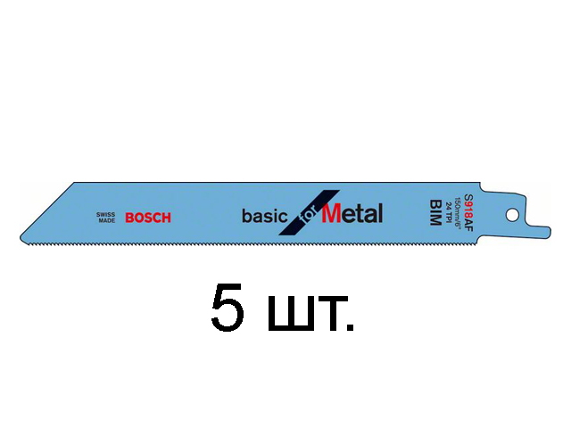 Пилка сабельная по металлу S918A (5 шт.) BOSCH (пропил прямой, тонкий, для листового металла) Пилка сабельная по металлу S918A (5 шт.) BOSCH (пропил прямой, тонкий, для листового металла)