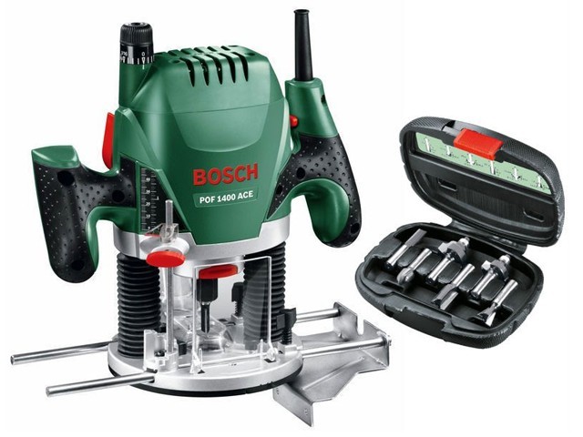 Фрезер вертикальный BOSCH POF 1400 AСE в чем. + набор фрез (1400 Вт, цанга 6/8 мм, 28000 об/мин, регул. об.) Фрезер вертикальный BOSCH POF 1400 AСE в чем. + набор фрез (1400 Вт, цанга 6/8 мм, 28000 об/мин, регул. об.)