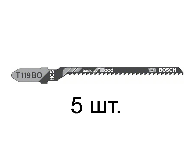 Пилка лобз. по дереву T119BO (5 шт.) BOSCH (пропил криволинейный, грубый, для базовых работ) Пилка лобз. по дереву T119BO (5 шт.) BOSCH (пропил криволинейный, грубый, для базовых работ)