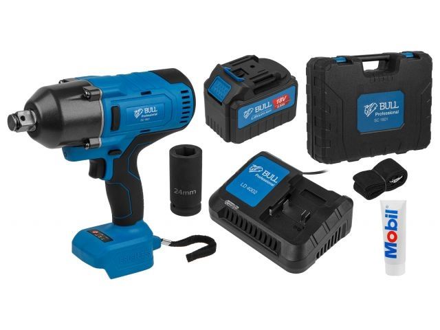 Аккум. ударный гайковерт BULL SC 1801 в чем. XLTpro БЕСЩЕТ., 18 В, 1000 Н*м, 3/4", 1х6 А*ч, з/у 4 А (вес 3.3 кг) Аккум. ударный гайковерт BULL SC 1801 в чем. XLTpro БЕСЩЕТ., 18 В, 1000 Н*м, 3/4", 1х6 А*ч, з/у 4 А (вес 3.3 кг)