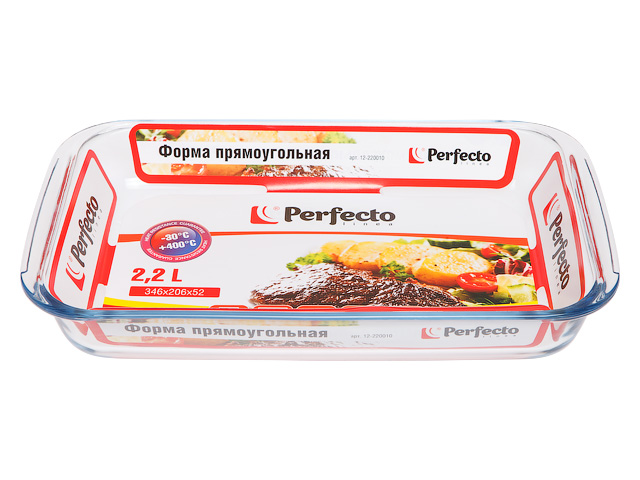 Форма из жаропрочного стекла, 2.2 л, прямоугольная, 345х206х52 мм, PERFECTO LINEA Форма из жаропрочного стекла, 2.2 л, прямоугольная, 345х206х52 мм, PERFECTO LINEA