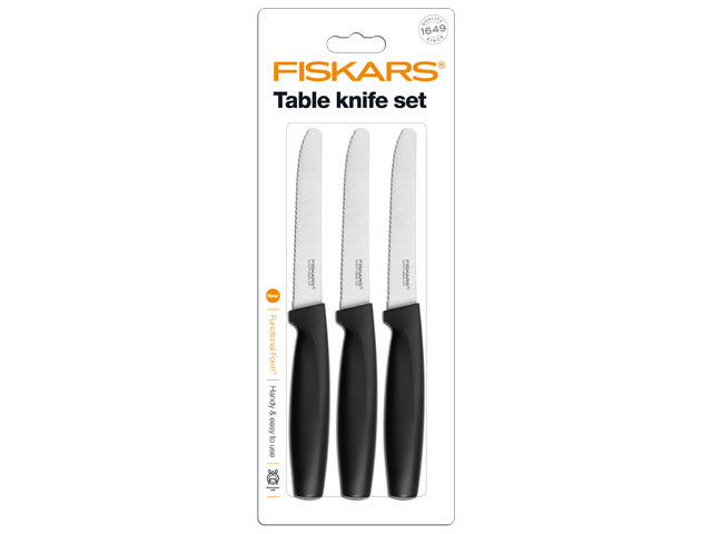 Набор ножей столовых 3 шт. черный Functional Form Fiskars (FISKARS ДОМ) Набор ножей столовых 3 шт. черный Functional Form Fiskars (FISKARS ДОМ)