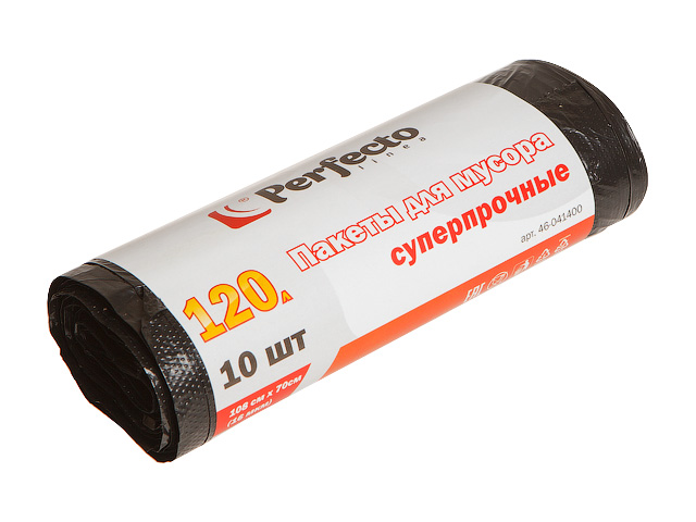 Пакеты для мусора суперпрочные, 120 л, 10 шт., PERFECTO LINEA (Тип дна: звезда.) Пакеты для мусора суперпрочные, 120 л, 10 шт., PERFECTO LINEA (Тип дна: звезда.)