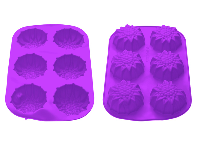 Форма для выпечки, силиконовая, прямоугольная на 6 кексов, 27.5 х 18 х 3 см, фиолет., PERFECTO LINEA