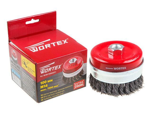 Щетка д/шлиф.маш. "чашка" косич. 65мм усиленная WORTEX (WCBC065KA011)