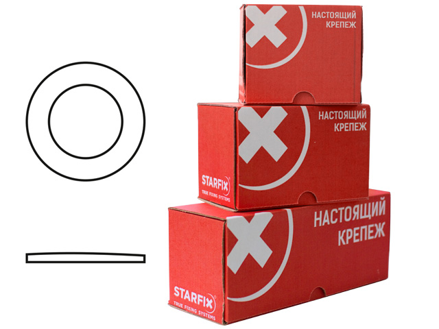 Шайба М6 плоская, цинк, DIN 125 (1000 шт в карт. уп.) STARFIX Шайба М6 плоская, цинк, DIN 125 (1000 шт в карт. уп.) STARFIX