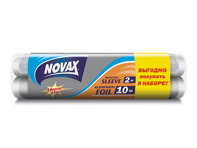 Фольга алюминиевая 10м NV + рукав для запекания 2м NV (ПРОМО- позиция) (NOVAX) Фольга алюминиевая 10м NV + рукав для запекания 2м NV (ПРОМО- позиция) (NOVAX)