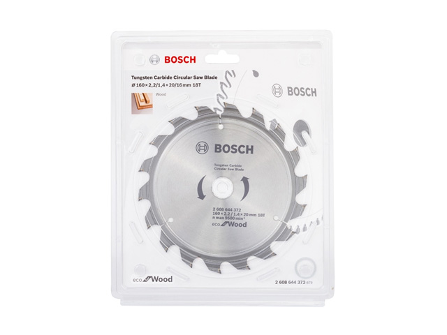Диск пильный 160х20 мм 18 зуб. по дереву ECO WOOD BOSCH ( твердоспл. зуб) Диск пильный 160х20 мм 18 зуб. по дереву ECO WOOD BOSCH ( твердоспл. зуб)