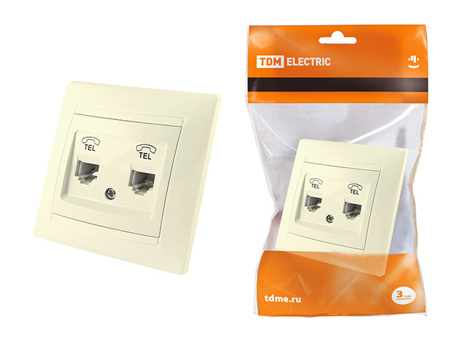 Розетка двойная телефонная RJ11 белая "Лама" TDM (SQ1815-0018)