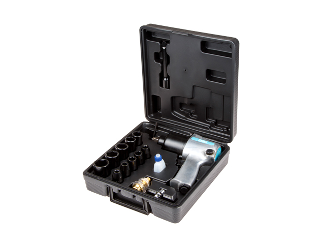 Пневмогайковерт 1/2" DGM DTW-7010 с лубрикатором и головками (1/2", 7000 об/мин, 204л/мин) Пневмогайковерт 1/2" DGM DTW-7010 с лубрикатором и головками (1/2", 7000 об/мин, 204л/мин)