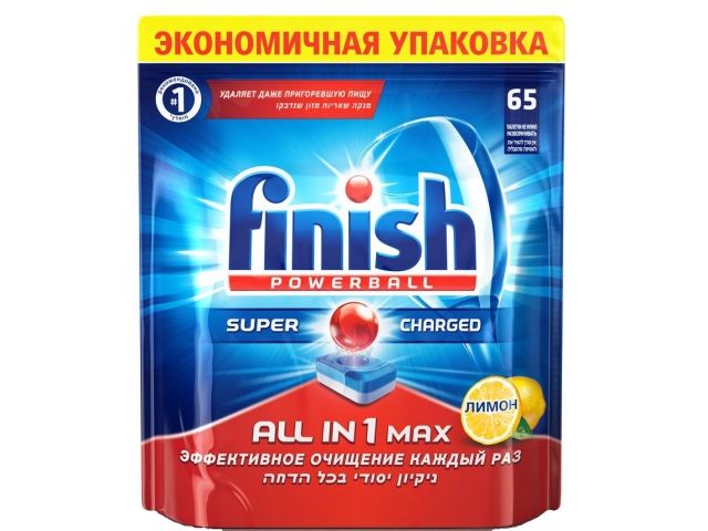 Таблетки для посудомоечных машин All in 1 Max Лимон 65 шт. Finish Таблетки для посудомоечных машин All in 1 Max Лимон 65 шт. Finish