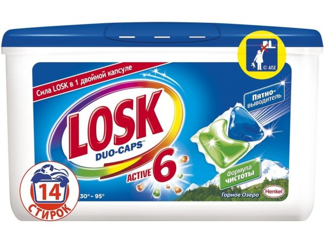 Гель для стирки в капсулах унив. Дуо-Капс Горное Озеро 14 шт. Losk Гель для стирки в капсулах унив. Дуо-Капс Горное Озеро 14 шт. Losk