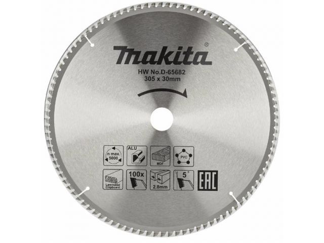 Диск пильный 305х30 мм 100 зуб. по алюминию MAKITA (твердоспл. зуб) Диск пильный 305х30 мм 100 зуб. по алюминию MAKITA (твердоспл. зуб)